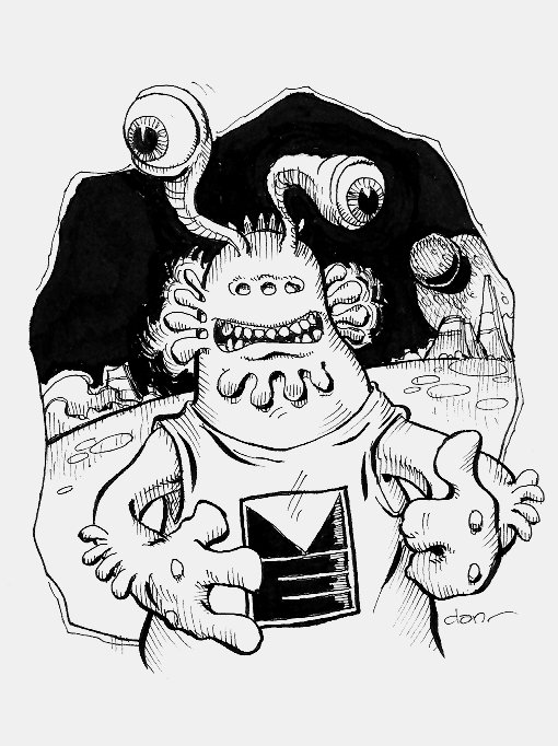 Original art. Science Fiction spot illo Alien