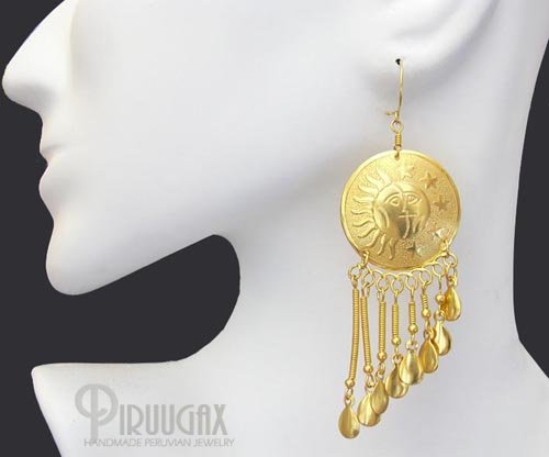 THE SUN & MOON Rich 18K Gold plated Chandelier Earrings