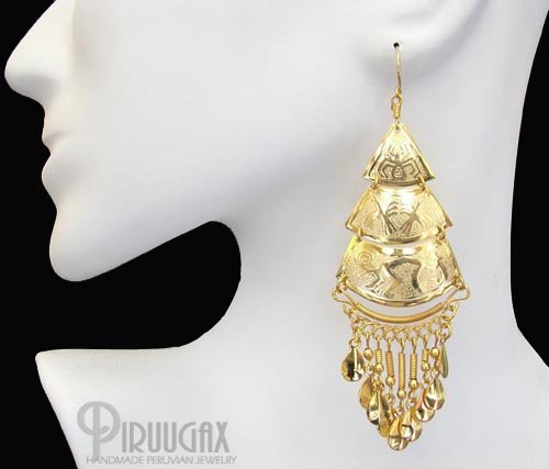 NAZCA LINES Rich 18K Gold plated Chandelier Earrings
