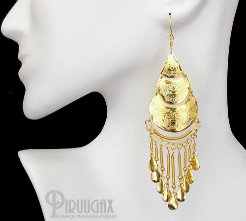 ANDEAN CARNIVAL Rich 18K Gold plated Chandelier Earrings