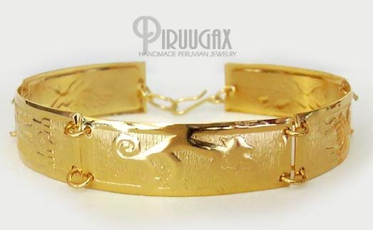 INCA TREASURES Rich 18K Gold plated Embossed Bracelet