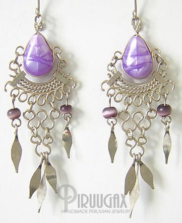 LILAC Gorgeous Silver Lucite beads Chandelier Earrings