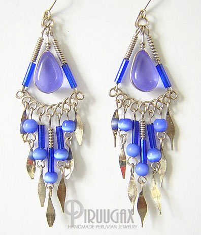 TRANSLUCENT BLUE Gorgeous Silver Lucite beads Chandelier Earrings
