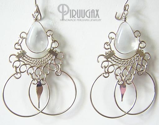CRYSTAL Silver Lucite Beads Chandelier Earrings