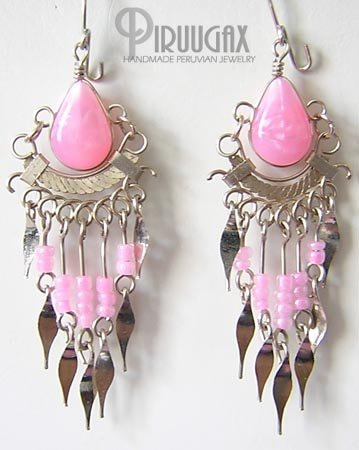 FLAMINGO Gorgeous Silver iridescent Lucite Beads Chandelier Earrings