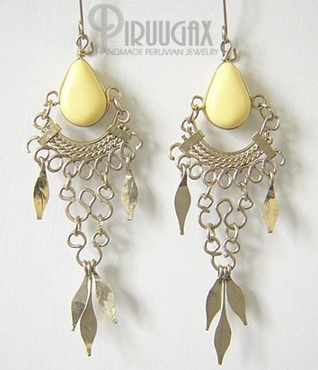 YELLOW Silver Lucite Beads Chandelier Earrings