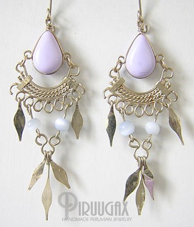 LILAC Silver Lucite Beads Chandelier Earrings