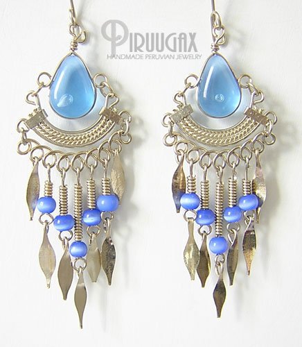 TRANSLUCENT SAPPHIRE Silver Lucite Beads Chandelier Earrings