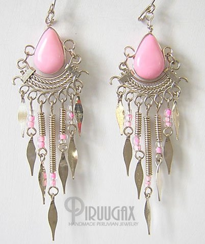 FLAMINGO Gorgeous Silver Lucite beads Chandelier Earrings