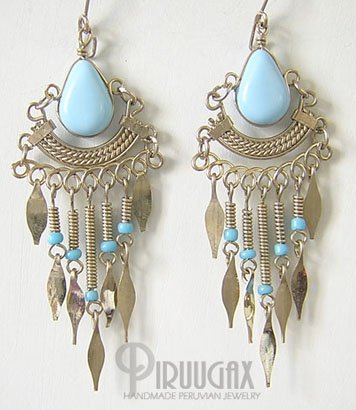 BABY BLUE CASCADE Silver Lucite Beads Chandelier Earrings