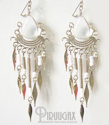 CRYSTAL Silver Lucite Beads Chandelier Earrings