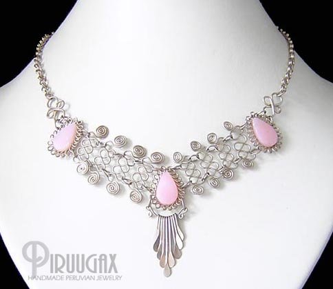 ANDEAN WHISPER Silver Pink Opal Necklace Choker