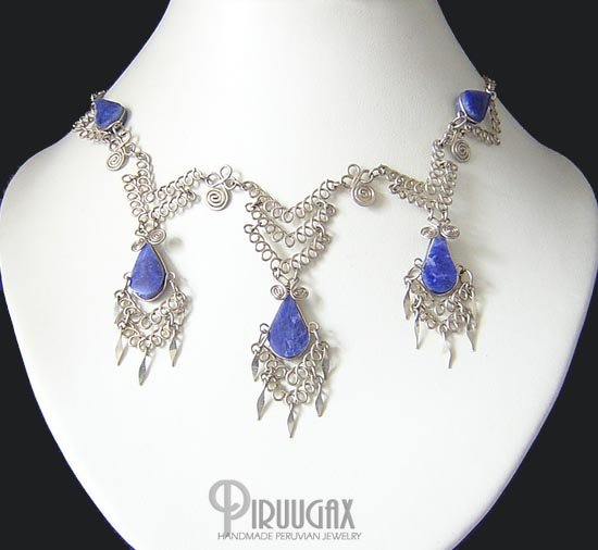 INDIAN SPIRIT Silver Lapis Sodalite Necklace Choker