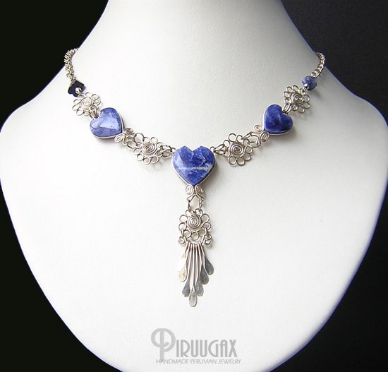 INDIAN TEARS Silver Lapis Sodalite Necklace Choker