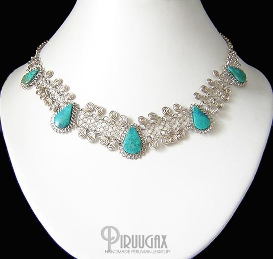 DIVINE ENCHANTMENT Silver Turquoise Necklace Choker