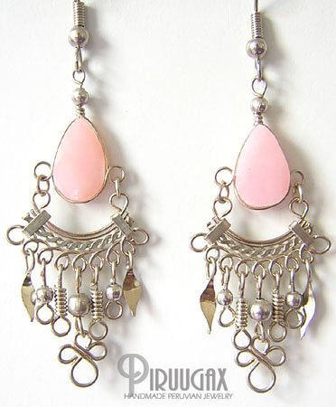 SWEET SYMPHONY Pink Opal Silver Chandelier Earrings