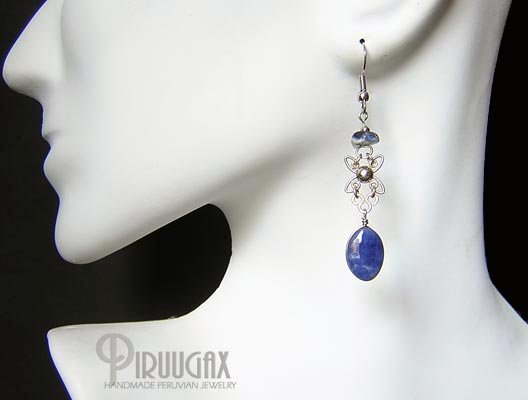 MYSTICAL BLUE Lapis Sodalite Silver Chandelier Earrings