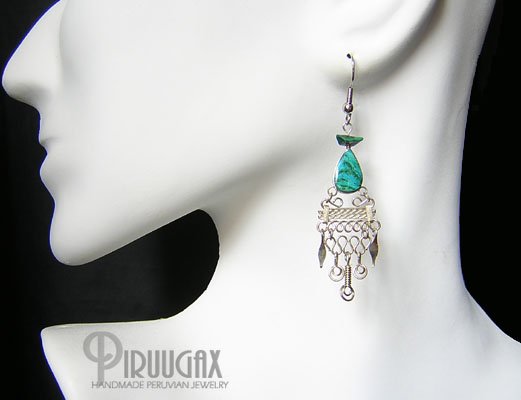 NATIVE SOUL Turquoise Silver Chandelier Earrings