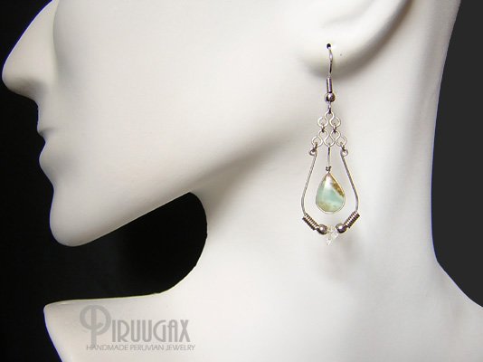 FANTASY Blue Opal Silver Chandelier Earrings