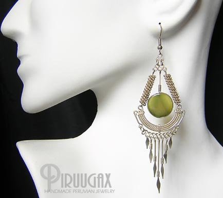 DEVOTION Green Agate Silver Chandelier Earrings