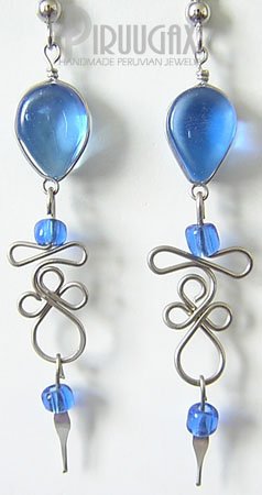 SAPPHIRE BLUE Murano Glass Silver Chandelier Earrings