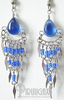AMAZON RAIN Murano Glass Silver Chandelier Earrings