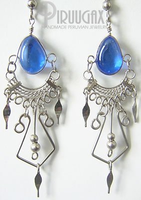INDIAN PRINCESS Murano Glass Silver Chandelier Earrings