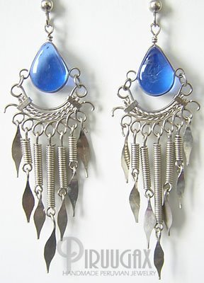BLUE DREAM Murano Glass Silver Chandelier Earrings