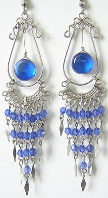 ANGELIC Murano Glass Silver Chandelier Earrings