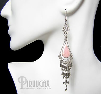 PINK RITUAL Pink Opal Silver Chandelier Earrings