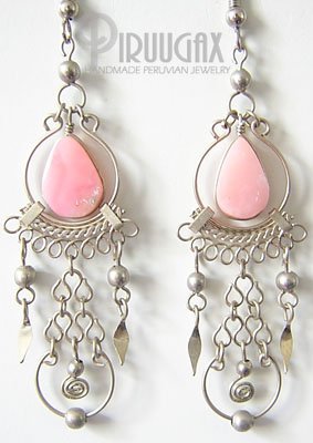HARMONY Pink Opal Silver Chandelier Earrings