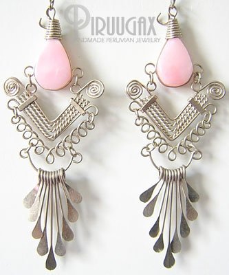 ANDEAN WHISPER Pink Opal Silver Chandelier Earrings