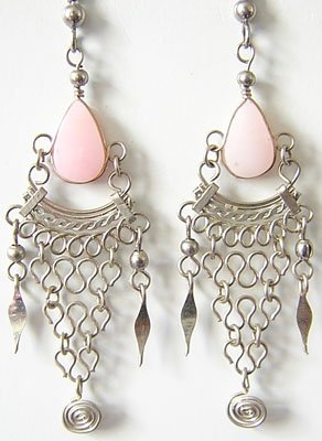 TALISMAN Pink Opal Silver Chandelier Earrings