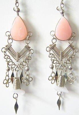 PINK LOVE Pink Opal Silver Chandelier Earrings