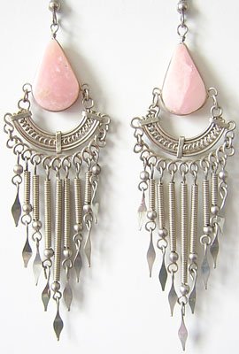 SACRED ROSE Pink Opal Silver Chandelier Earrings