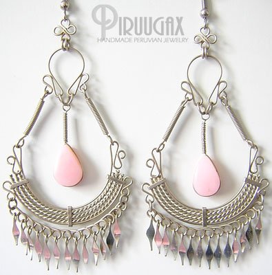 MISTS OF FABLE Pink Opal Silver Chandelier Earrings