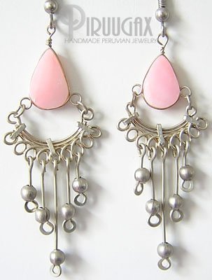 PINK MERMAID Pink Opal Silver Chandelier Earrings