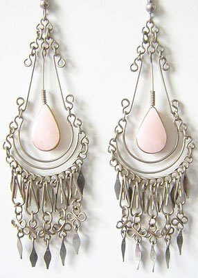 IMPERIAL Pink Opal Silver Chandelier Earrings
