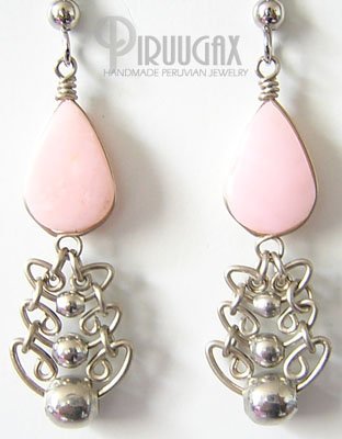 BOHEMIA Pink Opal Silver Chandelier Earrings