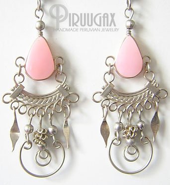 ENIGMA Pink Opal Silver Chandelier Earrings