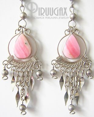 SLEEPING BEAUTY Pink Opal Silver Chandelier Earrings