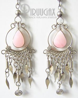 ROMANCE Pink Opal Silver Chandelier Earrings
