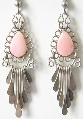 SACRED ROSE Pink Opal Silver Chandelier Earrings