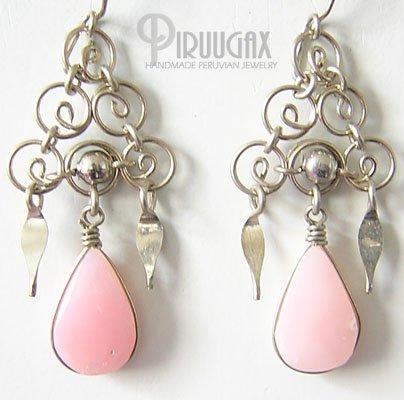 DEVOTION Pink Opal Silver Chandelier Earrings