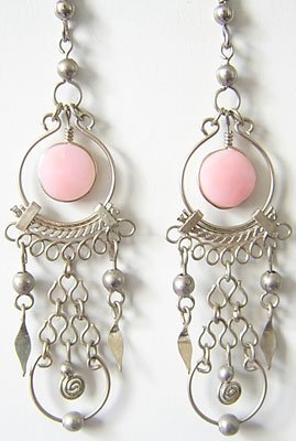 IMPERIAL Pink Opal Silver Chandelier Earrings