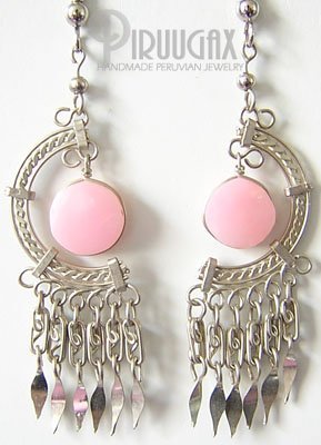 SECRET SANCTUARY Pink Opal Silver Chandelier Earrings