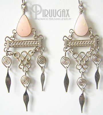 DELICATE Pink Opal Silver Chandelier Earrings