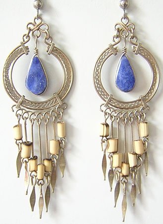 MYSTICAL BLUE Lapis Sodalite Silver Chandelier Earrings