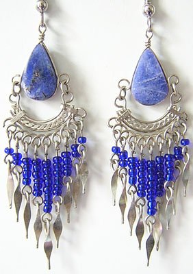 BLUE DREAM Lapis Sodalite Silver Chandelier Earrings