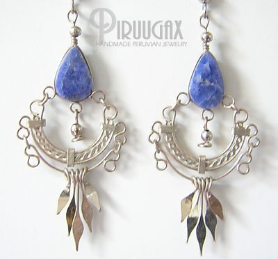 NATIVE HERITAGE Lapis Sodalite Silver Chandelier Earrings